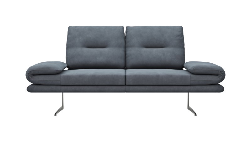 Sofa Lucero - 2,5-Sitzer inkl. Rückenlehne/Armlehne/Sitztiefe verstellbar und drehbares Sitzelement, Leder, Dunkelblau