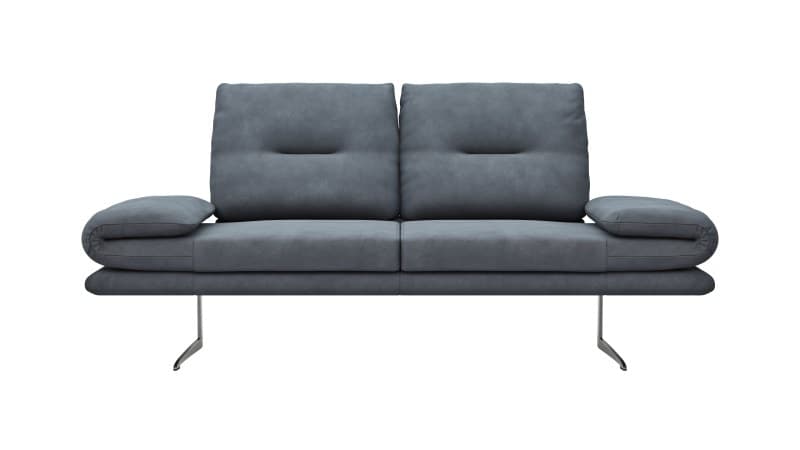 Sofa Lucero - 2,5-Sitzer inkl. Rückenlehne/Armlehne/Sitztiefe verstellbar und drehbares Sitzelement, Leder, Dunkelblau