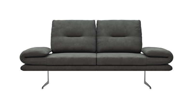 Sofa Lucero - 2,5-Sitzer inkl. Rückenlehne/Armlehne/Sitztiefe verstellbar und drehbares Sitzelement, Leder, Anthrazit