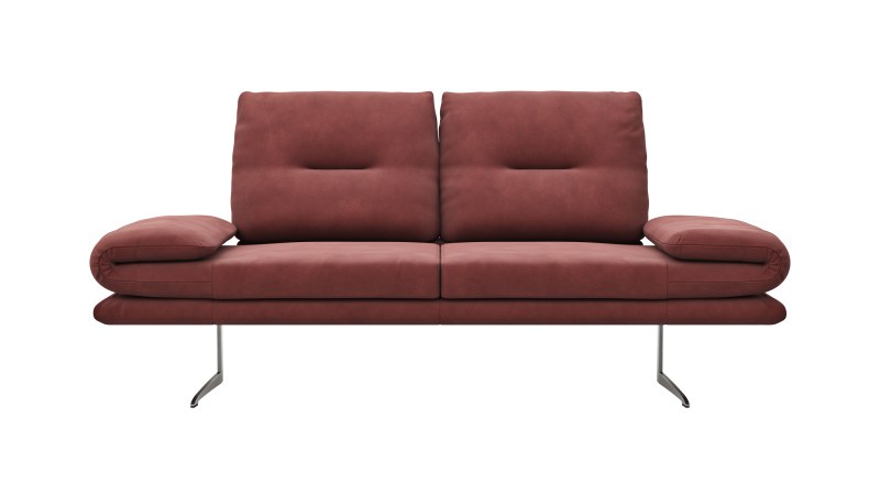 Sofa Lucero - 2,5-Sitzer inkl. Rückenlehne/Armlehne/Sitztiefe verstellbar und drehbares Sitzelement, Leder, Weinrot