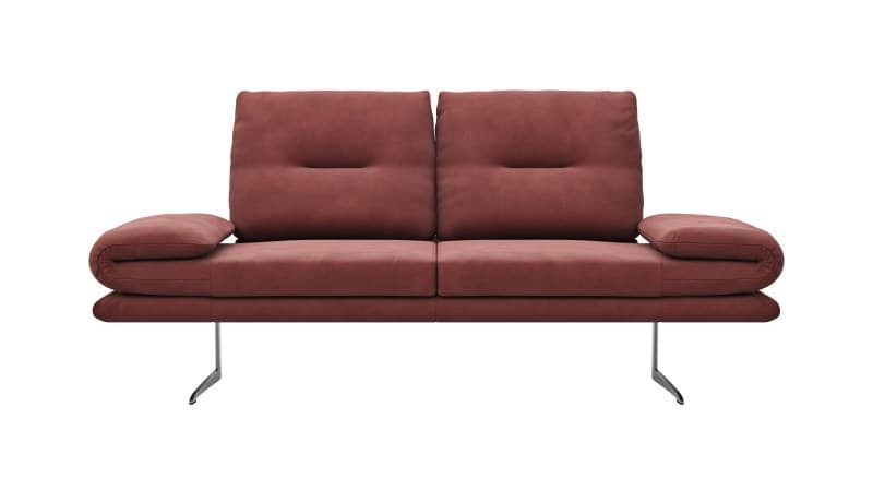 Sofa Lucero - 2,5-Sitzer inkl. Rückenlehne/Armlehne/Sitztiefe verstellbar und drehbares Sitzelement, Leder, Weinrot