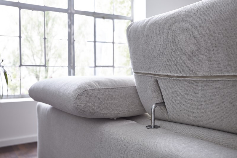 Ecksofa Felipa - Ecke links mit 2,5-Sitzer inkl. Relaxfunktion (motorisch) und Kopfteil verstellbar, Stoff, Natur