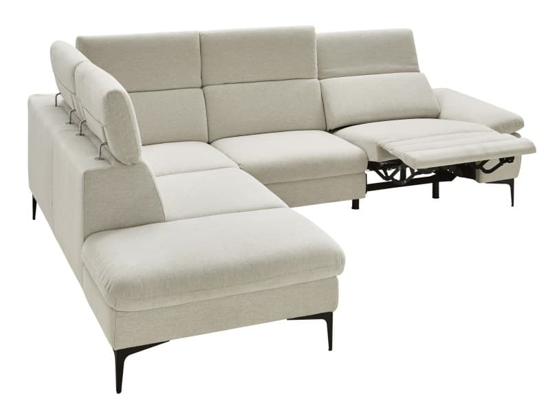 Ecksofa Felipa - Ecke links mit 2,5-Sitzer inkl. Relaxfunktion (motorisch) und Kopfteil verstellbar, Stoff, Natur