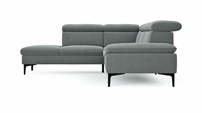 Ecksofa Felipa - Ecke links mit 2,5-Sitzer inkl. Kopfteil verstellbar, Stoff, Grau