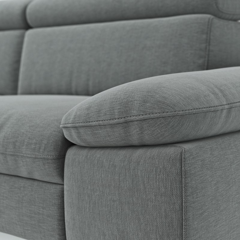 Ecksofa Felipa - Ecke links mit 2,5-Sitzer inkl. Kopfteil verstellbar, Stoff, Grau