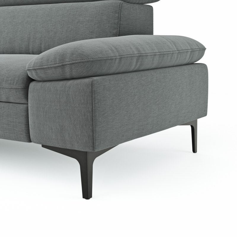 Ecksofa Felipa - Ecke links mit 2,5-Sitzer inkl. Kopfteil verstellbar, Stoff, Grau