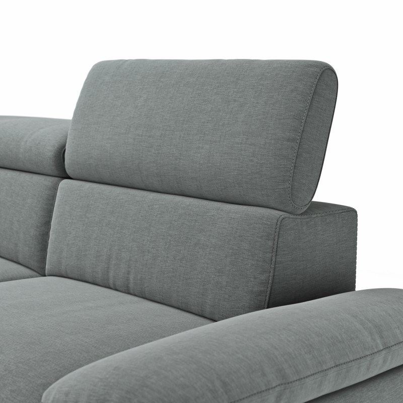 Ecksofa Felipa - Ecke links mit 2,5-Sitzer inkl. Kopfteil verstellbar, Stoff, Grau