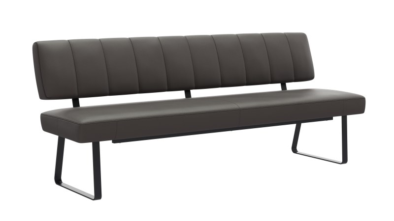 Polsterbank Carmelo - Breite ca. 203 cm, Leder, Steingrau