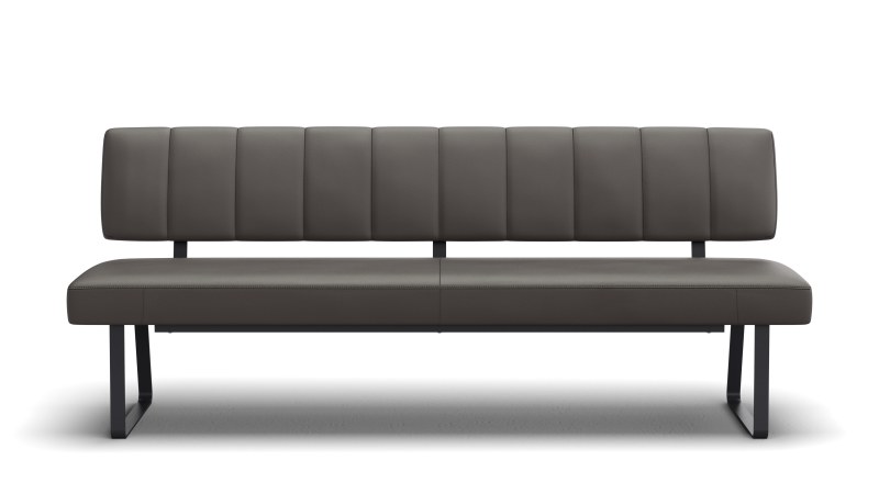 Polsterbank Carmelo - Breite ca. 203 cm, Leder, Steingrau