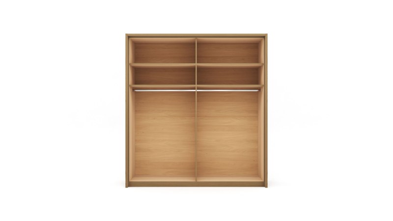 Drehtürenschrank Lenoso - B. ca. 206 cm, Eiche massiv, Glas, Champagner