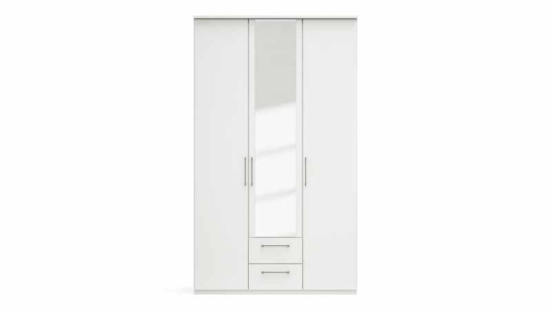 Drehtürenschrank Viana - B. ca. 136 cm, Lack, Weiß