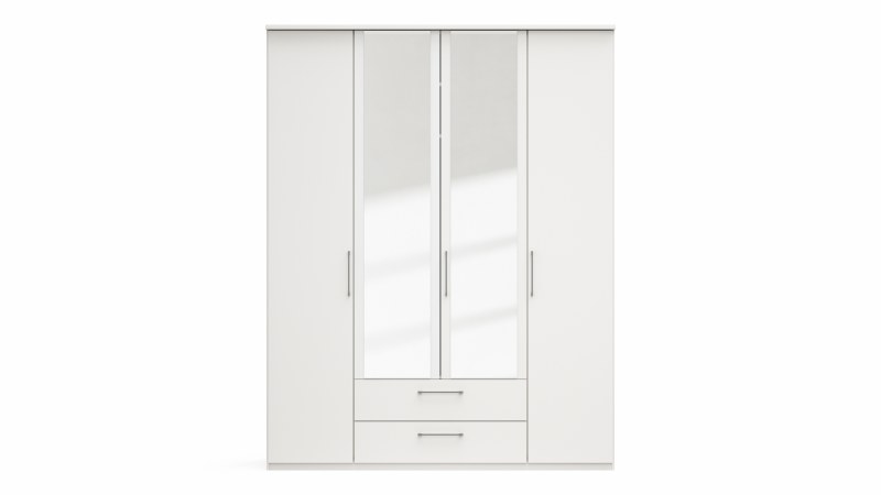 Drehtürenschrank Viana - B. ca. 180cm, Lack, Weiß