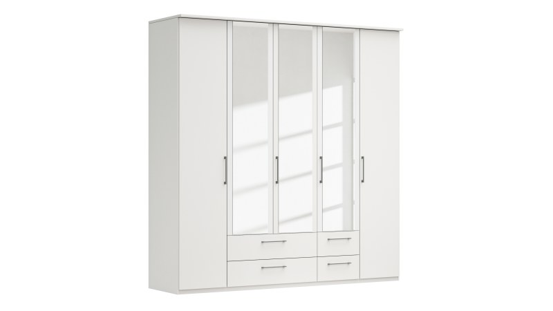 Drehtürenschrank Viana - B. ca. 225 cm, Lack, Weiß