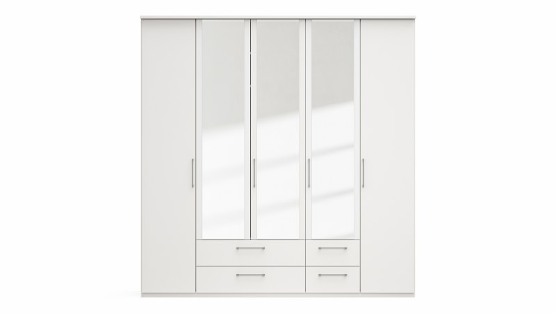Drehtürenschrank Viana - B. ca. 225 cm, Lack, Weiß