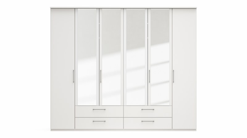 Drehtürenschrank Viana - B. ca. 270 cm, Lack, Weiß