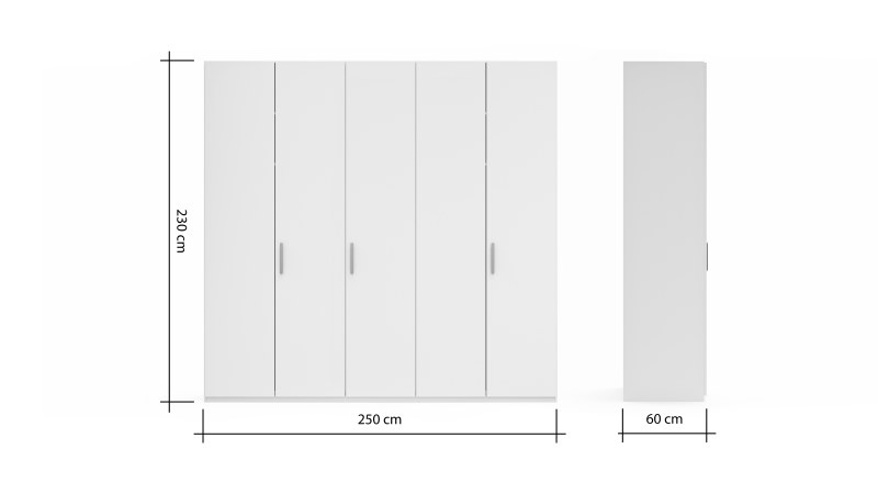 Drehtürenschrank Viana - B. ca. 250 cm, Lack, Weiß