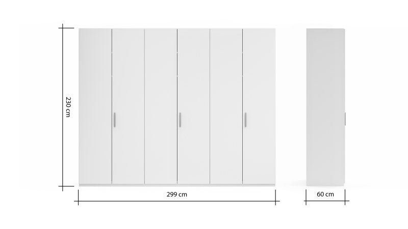 Drehtürenschrank Viana - B. ca. 299 cm, Lack, Weiß