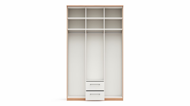 Drehtürenschrank Viana - B. ca. 136 cm, Furnier, Kernbuche, Weiß