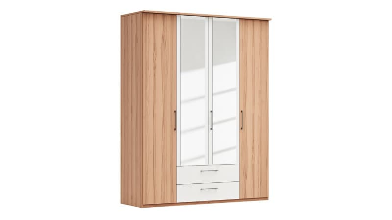 Drehtürenschrank Viana - B. ca. 180 cm, Furnier, Kernbuche, Weiß