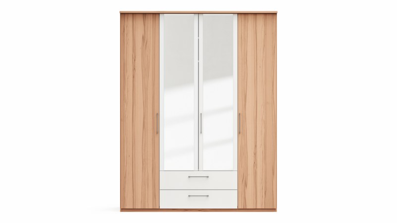 Drehtürenschrank Viana - B. ca. 180 cm, Furnier, Kernbuche, Weiß