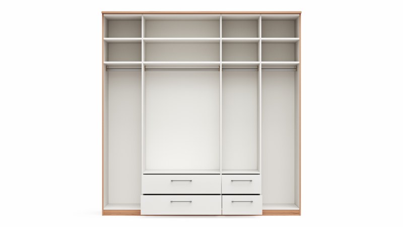 Drehtürenschrank Viana - B. ca. 225 cm, Furnier, Kernbuche, Weiß