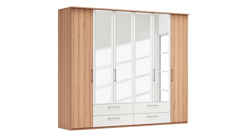 Drehtürenschrank Viana - B. ca. 270 cm, Furnier, Kernbuche, Weiß