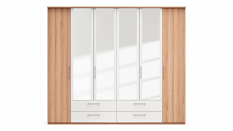 Drehtürenschrank Viana - B. ca. 270 cm, Furnier, Kernbuche, Weiß