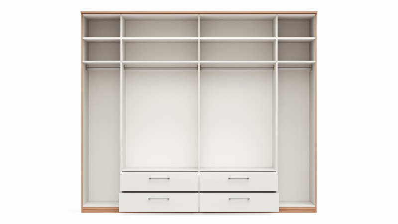 Drehtürenschrank Viana - B. ca. 270 cm, Furnier, Kernbuche, Weiß