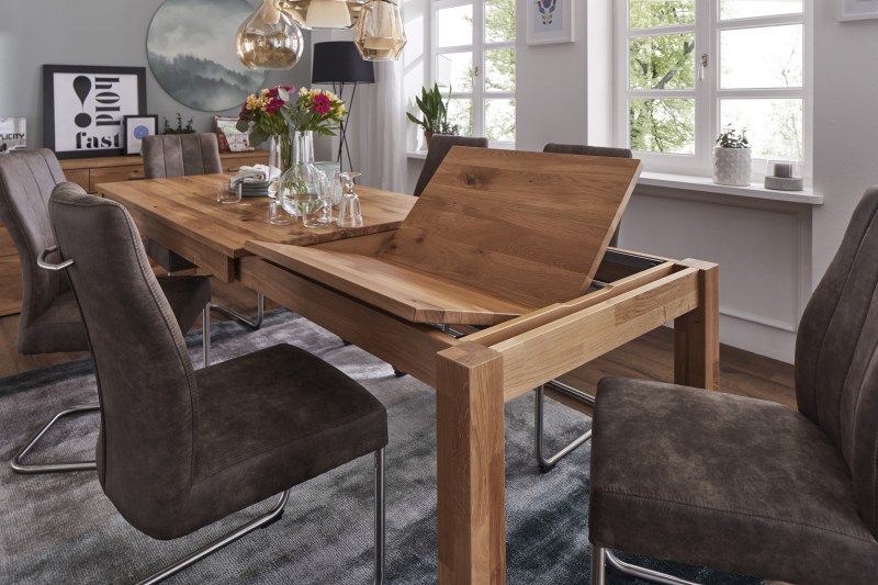 Esstisch Dinner - verlängerbar, LB ca. 140x90 cm, Wildeiche massiv
