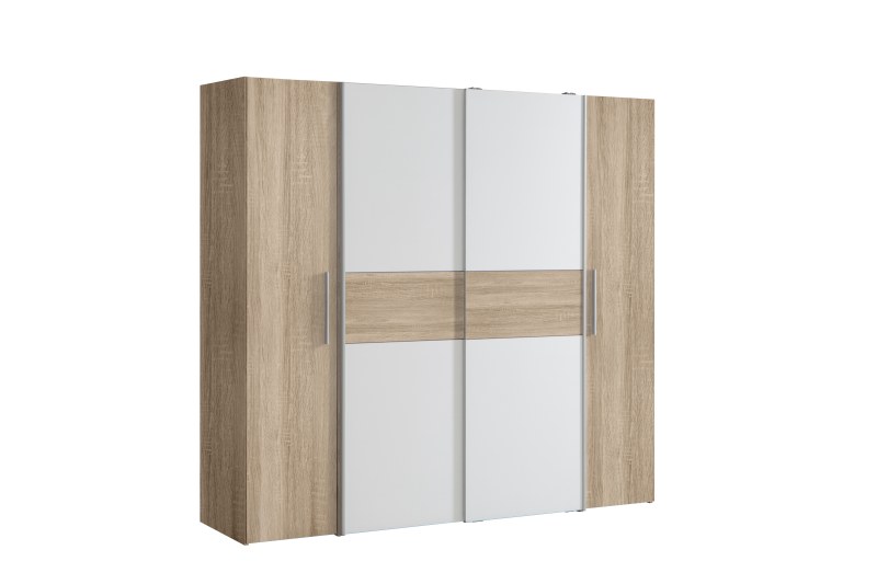 Kleiderschrank FLAVI - B ca. 200,1 cm, Eiche Dekor, Weiß