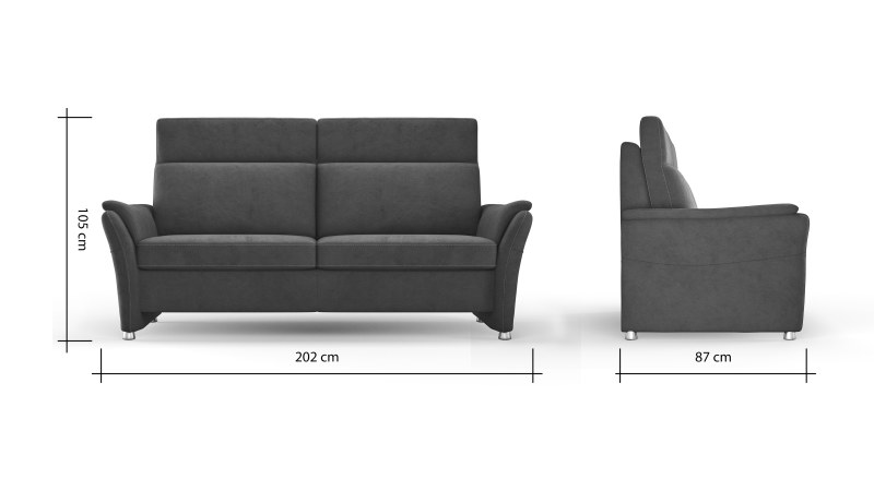Sofa Arima H - 2,5-Sitzer, Stoff, Dunkelbraun
