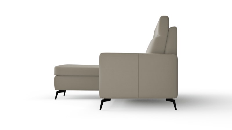 Ecksofa Arima H - 2-Sitzer mit Longchair links, Leder, Taupe