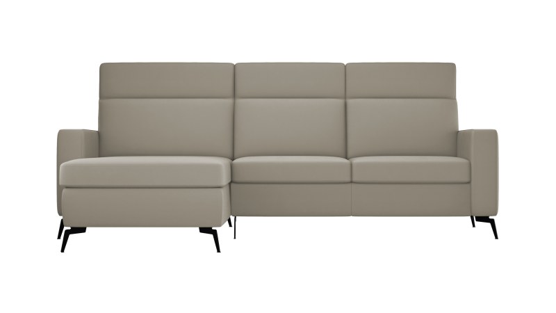 Ecksofa Arima H - 2-Sitzer mit Longchair links, Leder, Taupe