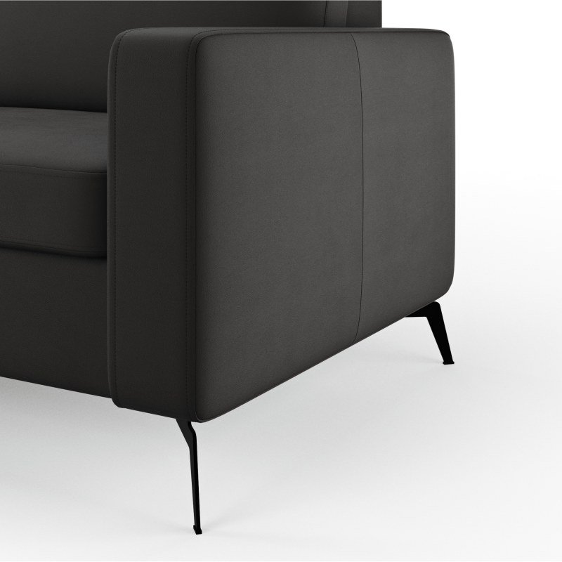 Ecksofa Arima H - 2-Sitzer mit Longchair links inkl. Sitzvorzug (motorisch), Leder, Schwarz