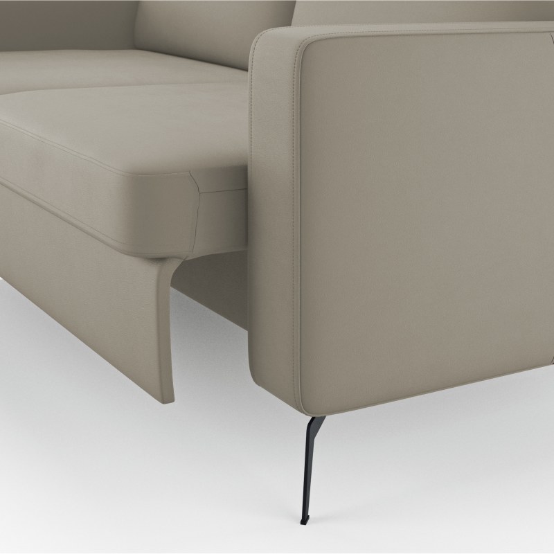 Ecksofa Arima H - 2-Sitzer mit Longchair links inkl. Sitzvorzug (motorisch), Leder, Taupe