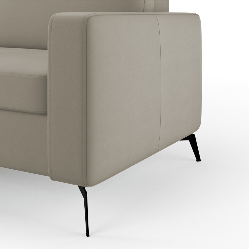 Ecksofa Arima H - 2-Sitzer mit Longchair links inkl. Sitzvorzug (motorisch), Leder, Taupe