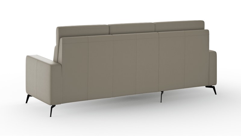 Ecksofa Arima H - 2-Sitzer mit Longchair links inkl. Sitzvorzug (motorisch), Leder, Taupe