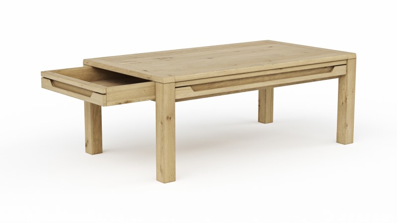 Couchtisch Amora - LBH ca. 65x115x45 cm, Wildeiche massiv bianco