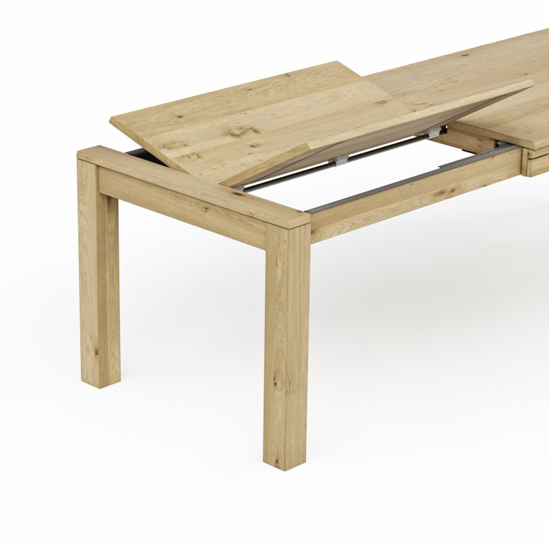 Esstisch Amora - ausziehbar, LB ca. 160x90 cm, Wildeiche massiv bianco