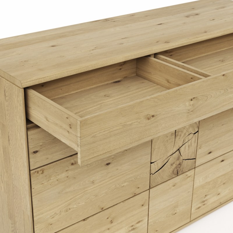 Sideboard Amora - Wildeiche massiv bianco