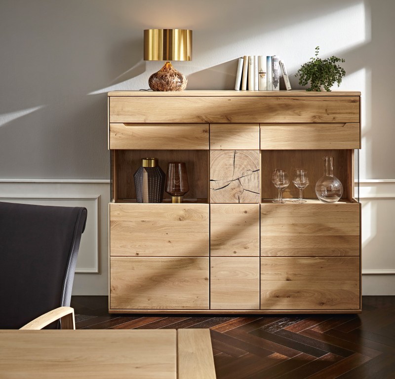 Highboard Amora - Wildeiche massiv bianco