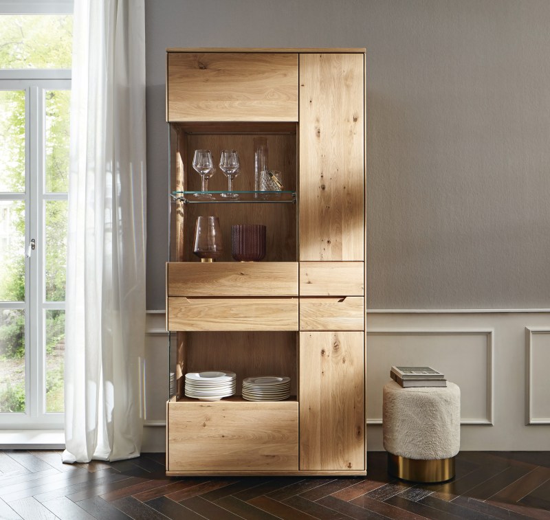 Vitrine Amora - Wildeiche massiv bianco