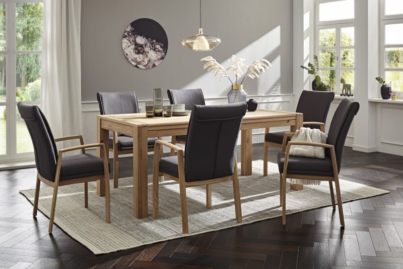 Esstisch 5000 - LB ca. 180x100 cm, Eiche massiv, Bianco