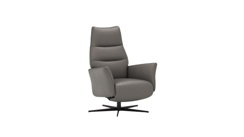 Relaxsessel Trona - Größe S, inkl. Relaxfunktion, Leder, Graubeige