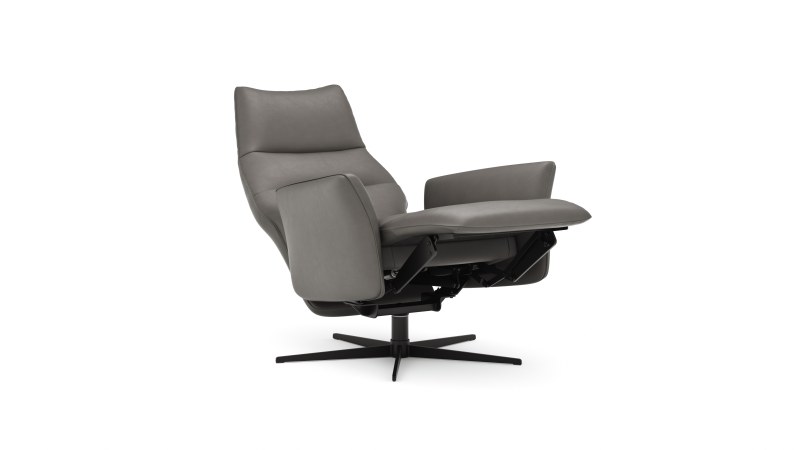 Relaxsessel Trona - Größe S, inkl. Relaxfunktion, Leder, Graubeige