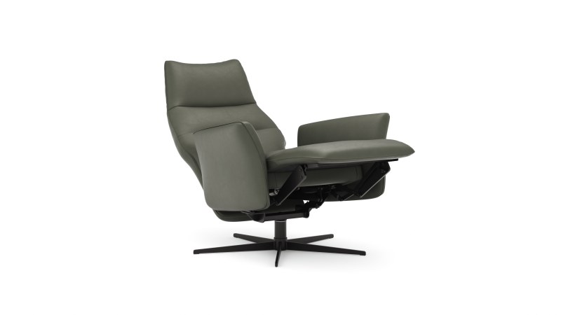 Relaxsessel Trona - Größe S, inkl. Relaxfunktion, Leder, Olive