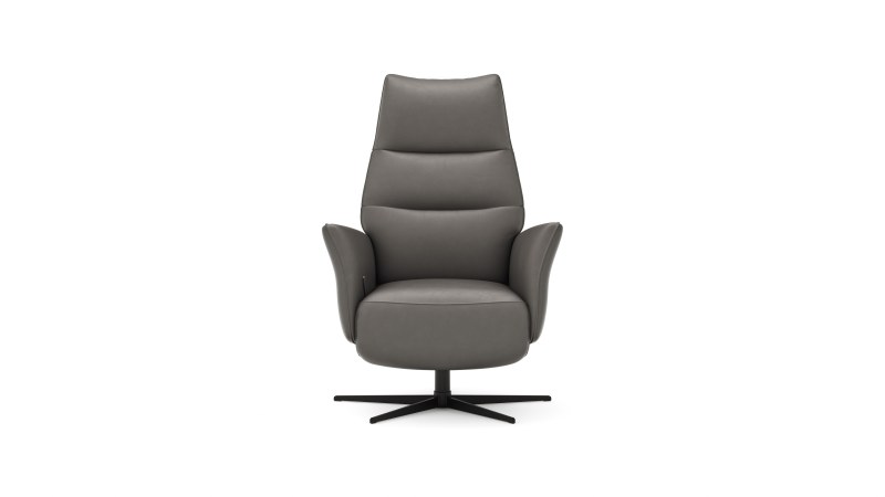 Relaxsessel Trona - Größe M, inkl. Relaxfunktion, Leder, Graubeige