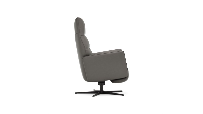 Relaxsessel Trona - Größe M, inkl. Relaxfunktion, Leder, Graubeige