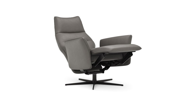 Relaxsessel Trona - Größe M, inkl. Relaxfunktion, Leder, Graubeige