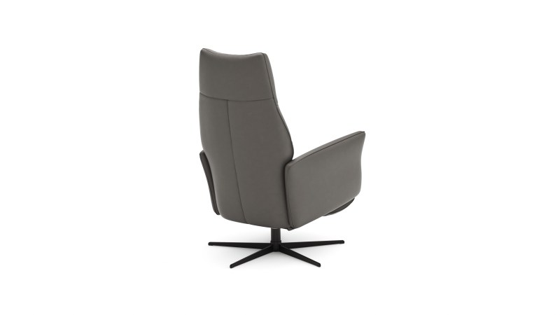Relaxsessel Trona - Größe M, inkl. Relaxfunktion, Leder, Graubeige